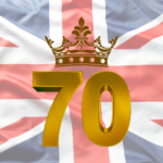 Bandiera inglese con 70 dorato e corona